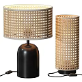 Modern Woven Table Lamp With Perforated Design And Black Base 3d model