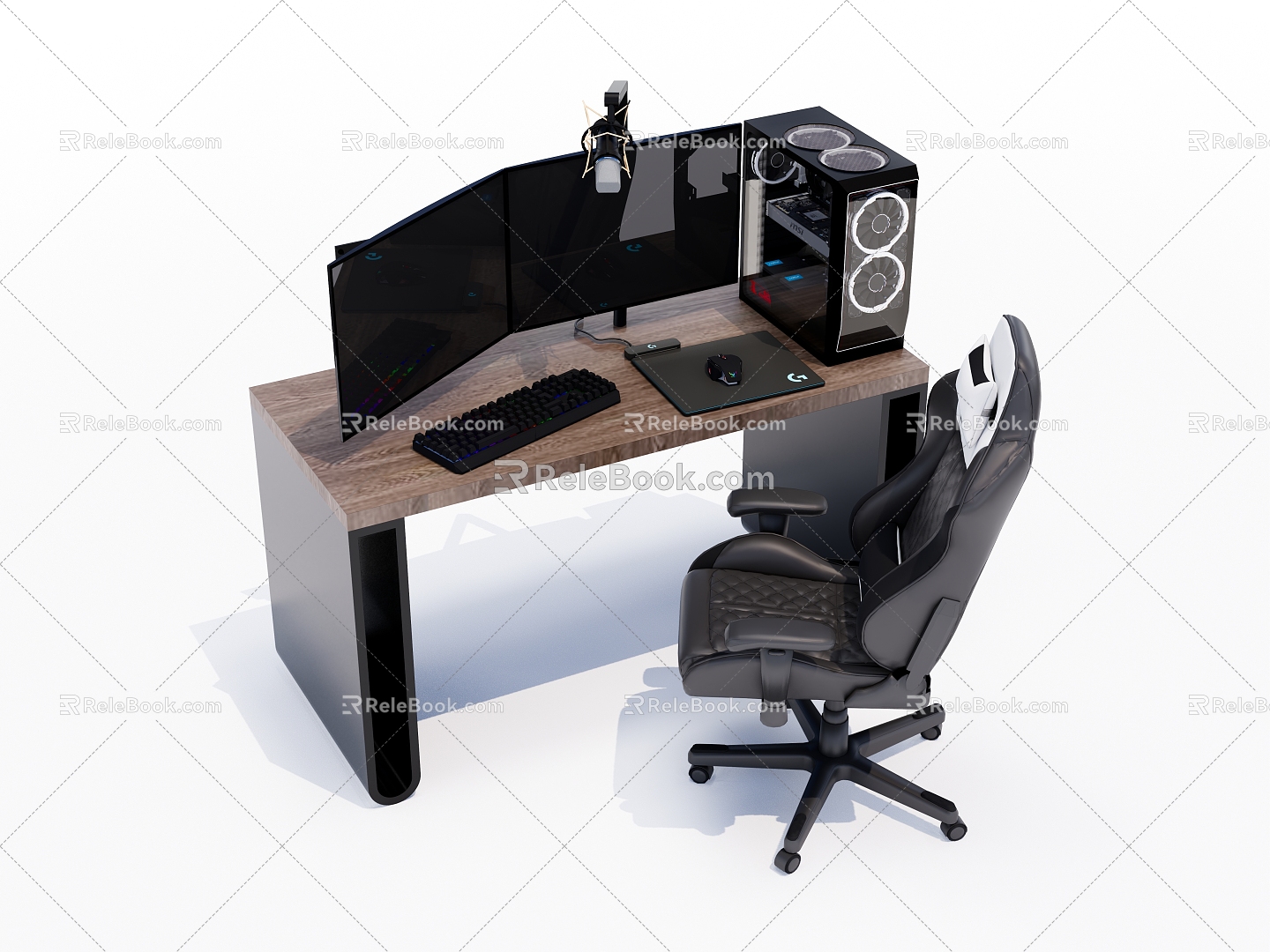 Modern Computer Table and Chair Live Computer Table and Chair 3d model