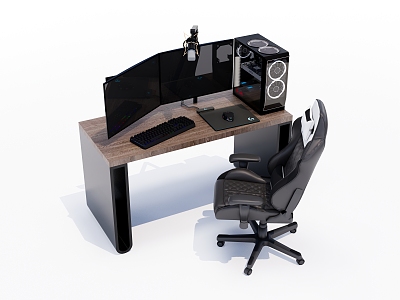 Modern Computer Table and Chair Live Computer Table and Chair 3d model