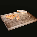 Roasted Chicken Drumsticks With Bread Slices On Wooden Cutting Board And Black Peppercorns
