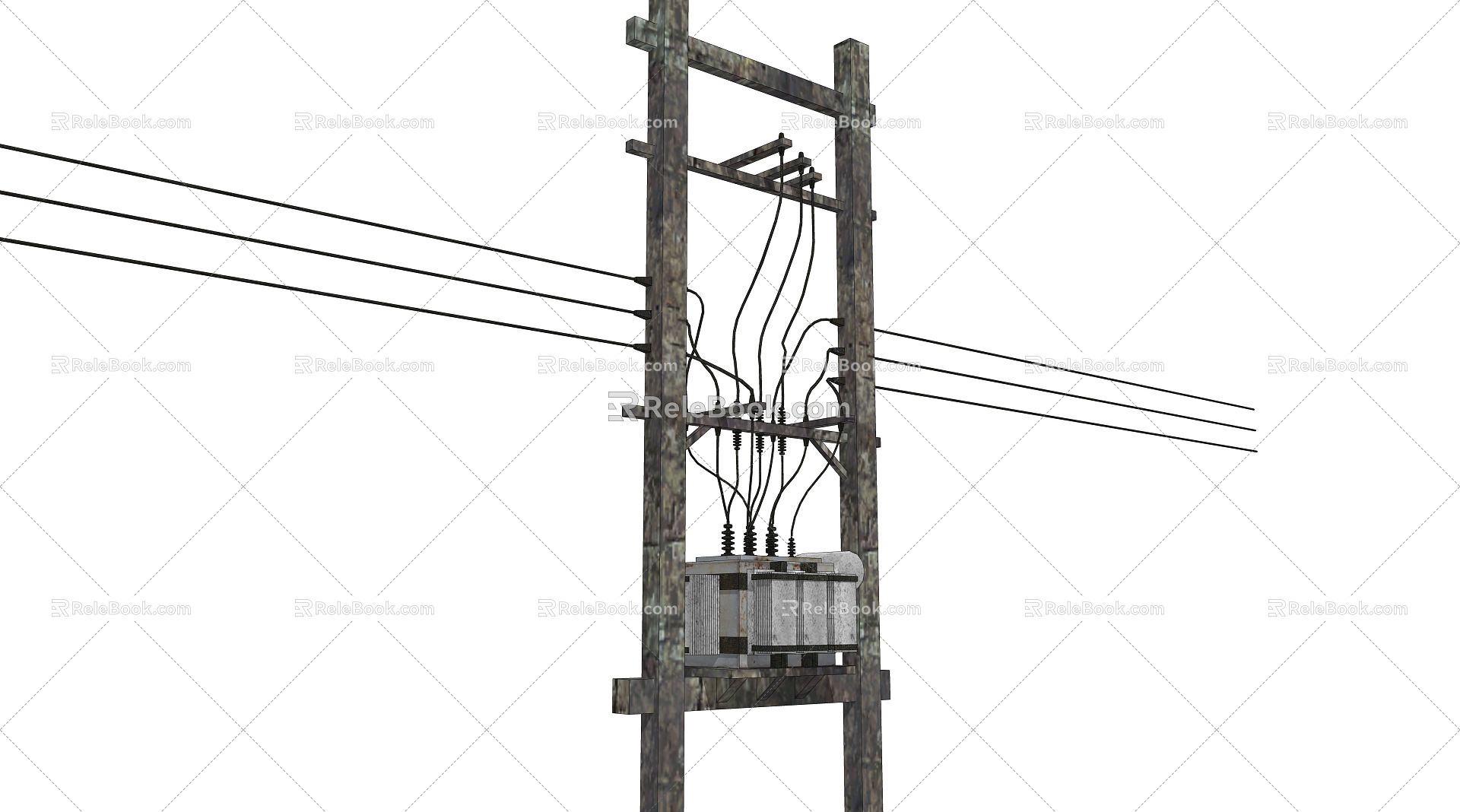 Modern high-voltage electric box for electric poles 3d model