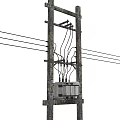 Wooden Utility Pole With Electrical Wires And Transformer For Roadside Infrastructure