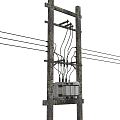 Modern high-voltage electric box for electric poles 3d model