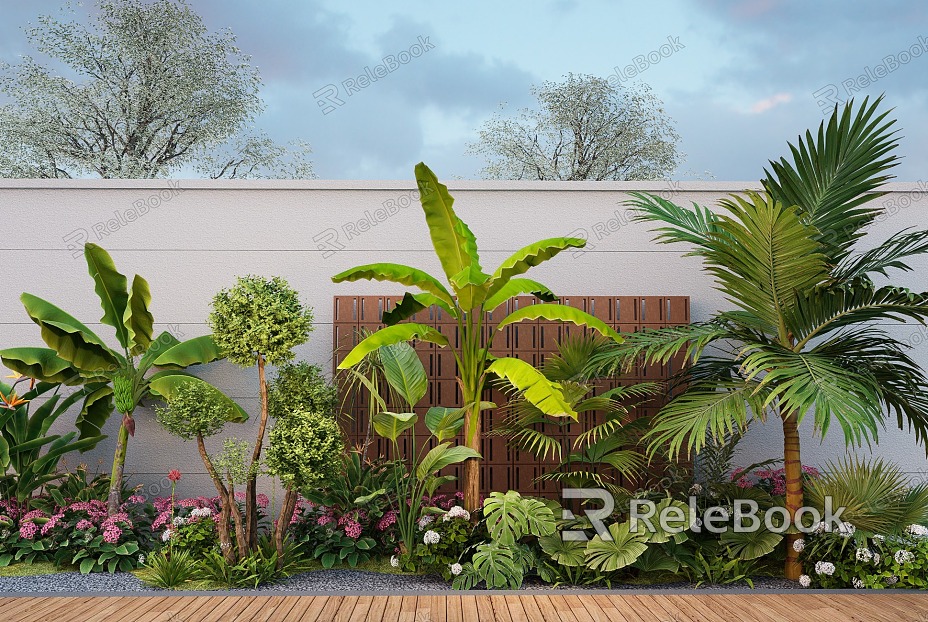 Modern courtyard landscape sketch garden landscape plant landscaping plant pile plant combination model