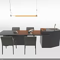 Modern Black Dining Table With Gray Chairs And Pendant Light In Kitchen Area