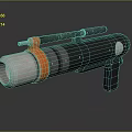 Futuristic Sci Fi Rocket Launcher Weapon With Orange Accent And Blue Light Indicator 3d model
