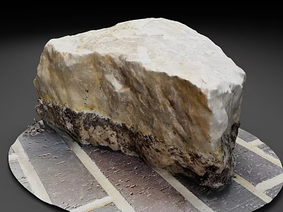 Natural Rockery Stone with White Yellow Texture on Patterned Stone Pavement for Garden Decor 3d model