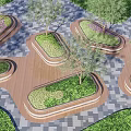 Modern Tree Pool Wide View Tree Pool Seat Landscape Flower Pool Arc Tree Pool 3d model