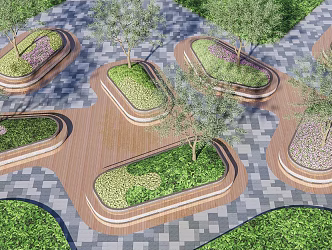 Modern Tree Pool Wide View Tree Pool Seat Landscape Flower Pool Arc Tree Pool 3d model