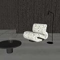 Modern Single Sofa With Abstract Line Pattern And Curved Contemporary Unique Design 3d model