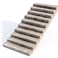 Gray Concrete Staircase With Straight Steps And Simple Design Structure 3d model