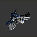 Stylish Blue Vintage Motorcycle With Chrome Accents Retro Seat And Shiny Wheels