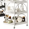 Black And White Mobile Bathroom Cabinet Rack With Three Tiers Storage And Toiletries Decorations