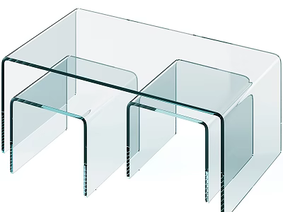 Sleek Transparent Glass Dressing Table with Contemporary Minimalist Multi Layered Design 3d model