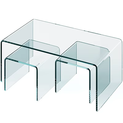 Sleek Transparent Glass Dressing Table with Contemporary Minimalist Multi Layered Design 3d model