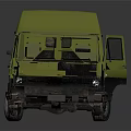 Green Vintage Boxy Van Featuring Compact Design And Classic Commercial Style