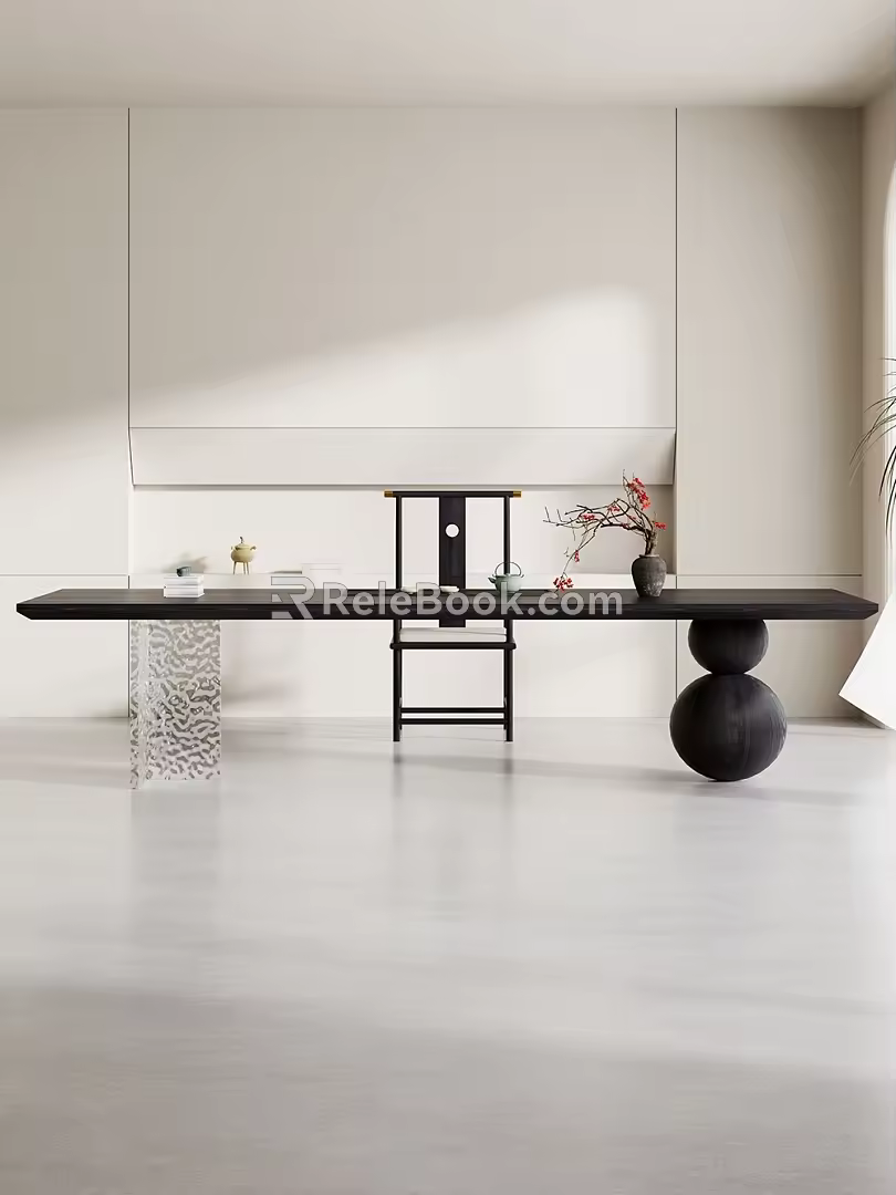 Quiet Style Simple Tea Table and Chair Combination Tea Table Tea Table Tea Room Tea Table 3d model