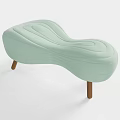 Light Green Lazy Sofa with Wavy Shape and Wooden Legs for Home Comfort