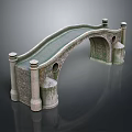 Detailed Stone Arch Bridge Model With Ornate Pillars And Curved Railings
