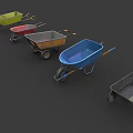 Multiple Wheelbarrows In Various Colors And Styles For Garden And Construction Projects