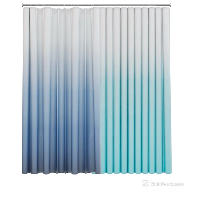 Two Tone Gradient Striped Shower Curtain For Modern Bathroom Accessories 3d model 