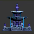 Blue Multi tiered Fountain Featuring Crystal Icy Design And Spire Ornaments