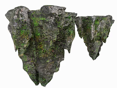 Natural Moss Covered Rocks And Solid Wood For Rustic Home Decor Projects 3d model