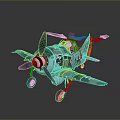 Vintage Fighter Plane Scale Model With Detailed Propeller And Military Design