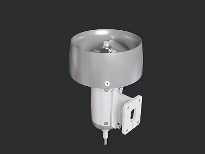 Silver Metal Engine With Round Casing Cylindrical Body And Mounting Bracket 3d model