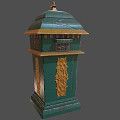 Green Public Mailboxes With Golden Decorations Numbered Panels And Ornate Tops