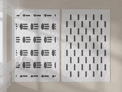 Two Contemporary Square Rugs Featuring Geometric Circular Patterns And Vertical Striped Designs 3d model