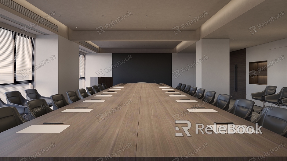 Style large conference room meeting table and chair platform model