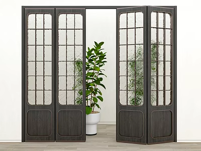 French Middle Folding Door Glass sliding door 3d model
