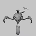 Futuristic Mechanical Reptile 3D Model With Black Red Scales And Glowing Appendages
