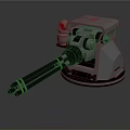 Mechanical Turret Device With Dual Barrels Rotating Base Control Panel And Red Light Indicator
