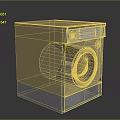 Front Load Washing Machine with Yellow Cabinet Metal Base and Round Drum Door