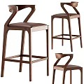 Wooden Bar Stools With High Back Leather Seat And Modern Design Features