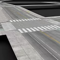 Modern Road Intersection Design With Zebra Crossing And Lane Markings 3d model