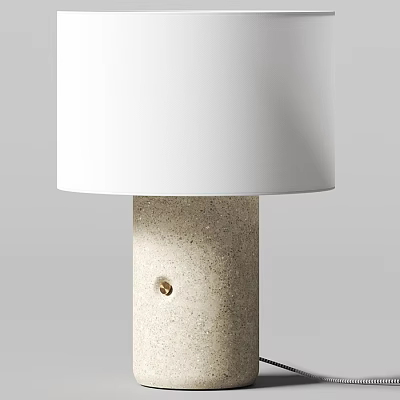 Modern Minimalist Table Lamp With White Lampshade And Concrete Base Design 3d model