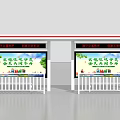 Modern Road Facility Bus Stop Shelter With Garbage Classification Billboards And Railings 3d model
