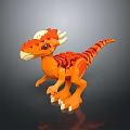 Orange Dinosaur Building Block Toy for Children Play and Learning Fun 3d model
