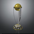 Premium Golden Trophy With Transparent Stand And Circular Decorative Base Design