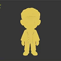 Cute Cartoon Child Boy Smiling In Blue Suit With White Shirt And Brown Shoes