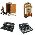 Retro Typewriter Arcade Game Machine Slot Machine Arcade Game Machine Slot Machine Microscope Typewriter 3d model