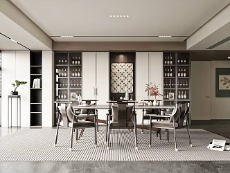 Restaurant Dining Table and Chair Wine Cabinet Decorative Cabinet Flower Table Dining Chair Single Chair Hanging Picture 3d model
