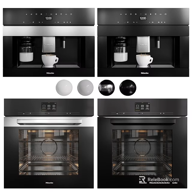 Modern Kitchen Appliances Featuring Coffee Machine Oven Control Panel And Interior Design 3d model