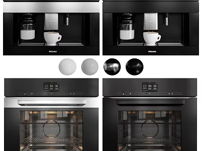 Modern Kitchen Appliances Featuring Coffee Machine Oven Control Panel And Interior Design 3d model