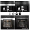 Modern Kitchen Appliances Featuring Coffee Machine Oven Control Panel And Interior Design 3d model