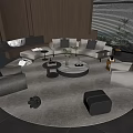 Modern Living Room Sofa and Coffee Table Set with L-shaped Design and Armchairs