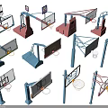 Public Outdoor Basketball Facilities With Various Designs And Different Colored Structures